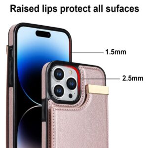 iPhone 14 Pro Skal med korthållare - Roséguld