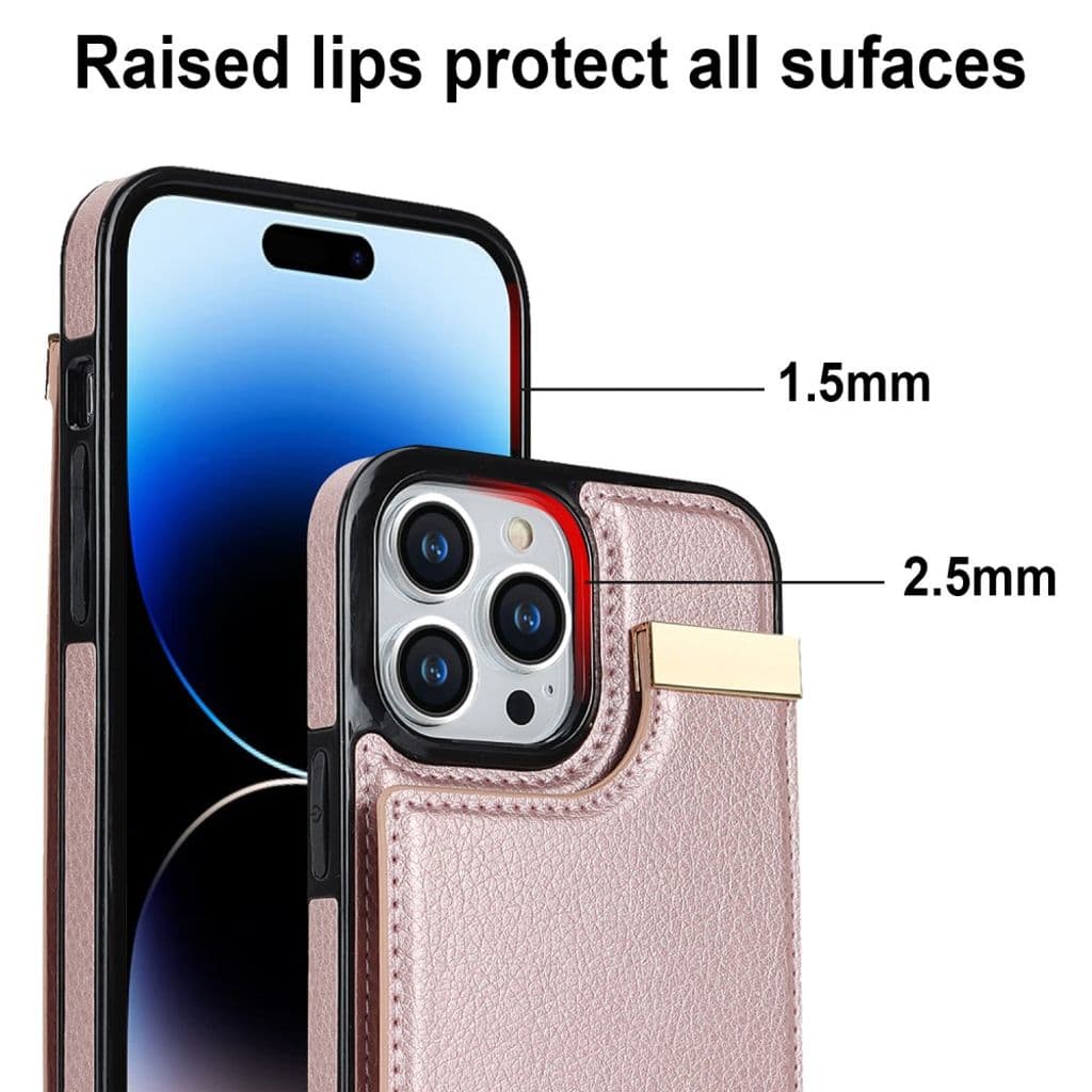 iPhone 14 Pro Skal med korthållare - Roséguld