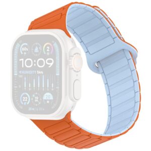 Apple Watch 49/46/44/42mm Silikonarmband med magnetisk loop - Orange/Blå