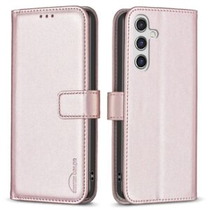 BINFEN COLOR BF17 Flipfodral till Galaxy A55 5G PU-läder – Rose Gold