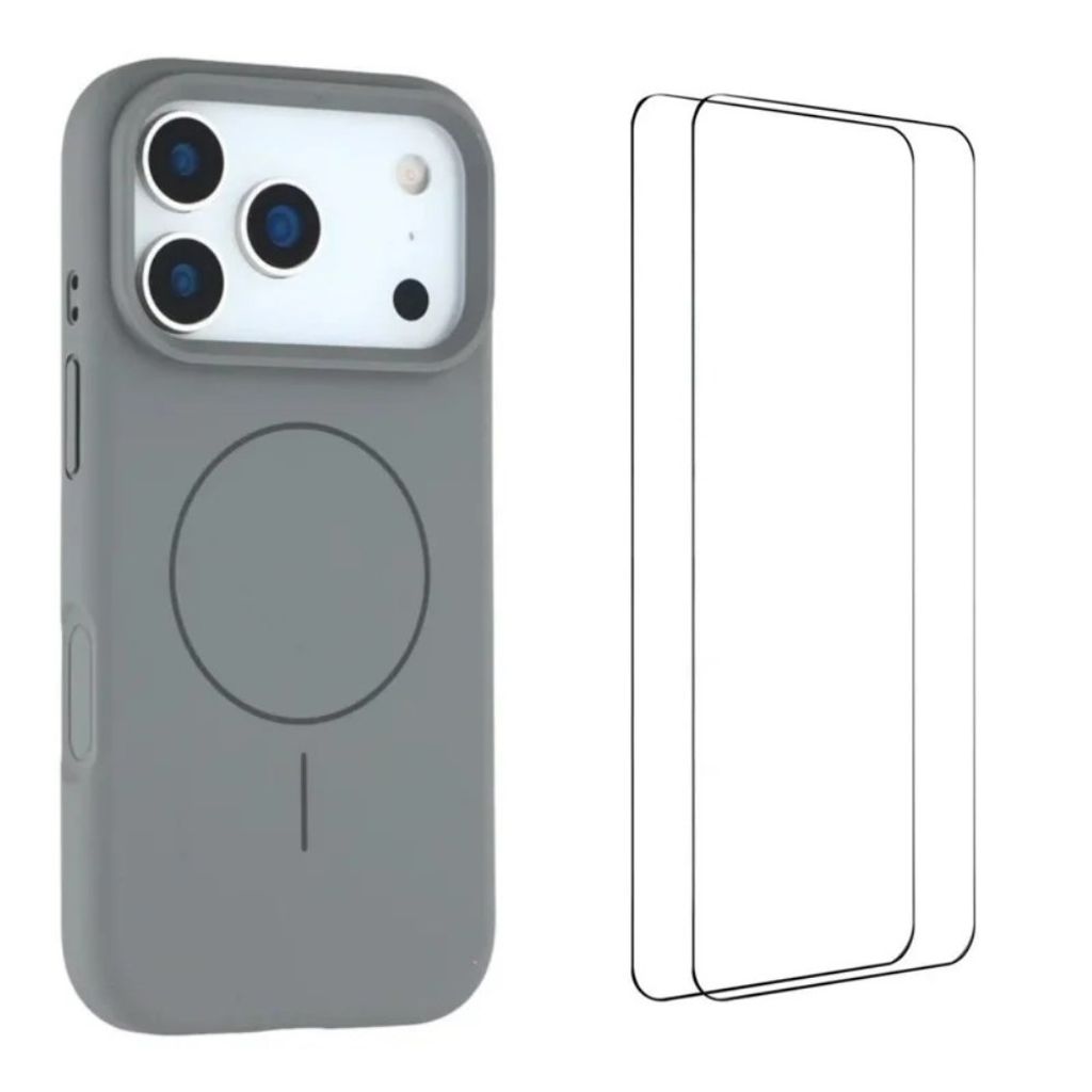 iPhone 18 Pro Max MagSafe Skal med 2 skärmskydd - Grå