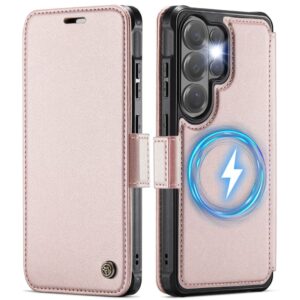 CASEME MagSafe Plånboksfodral med RFID-skydd till Samsung Galaxy S24 Ultra - Ljusrosa