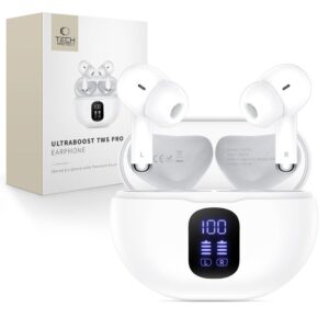 Tech-Protect UltraBoost TWS Pro G2 Trådlösa in-ear-hörlurar - Vit
