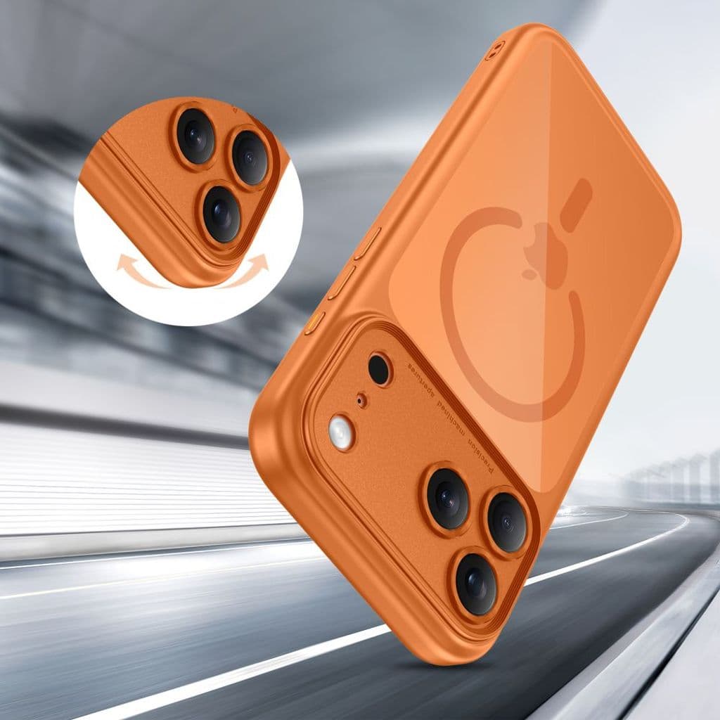 Tech-Protect Magpeak Magsafe CC Skal till iPhone 17 Pro Max - Transparent/Orange - Bild 8