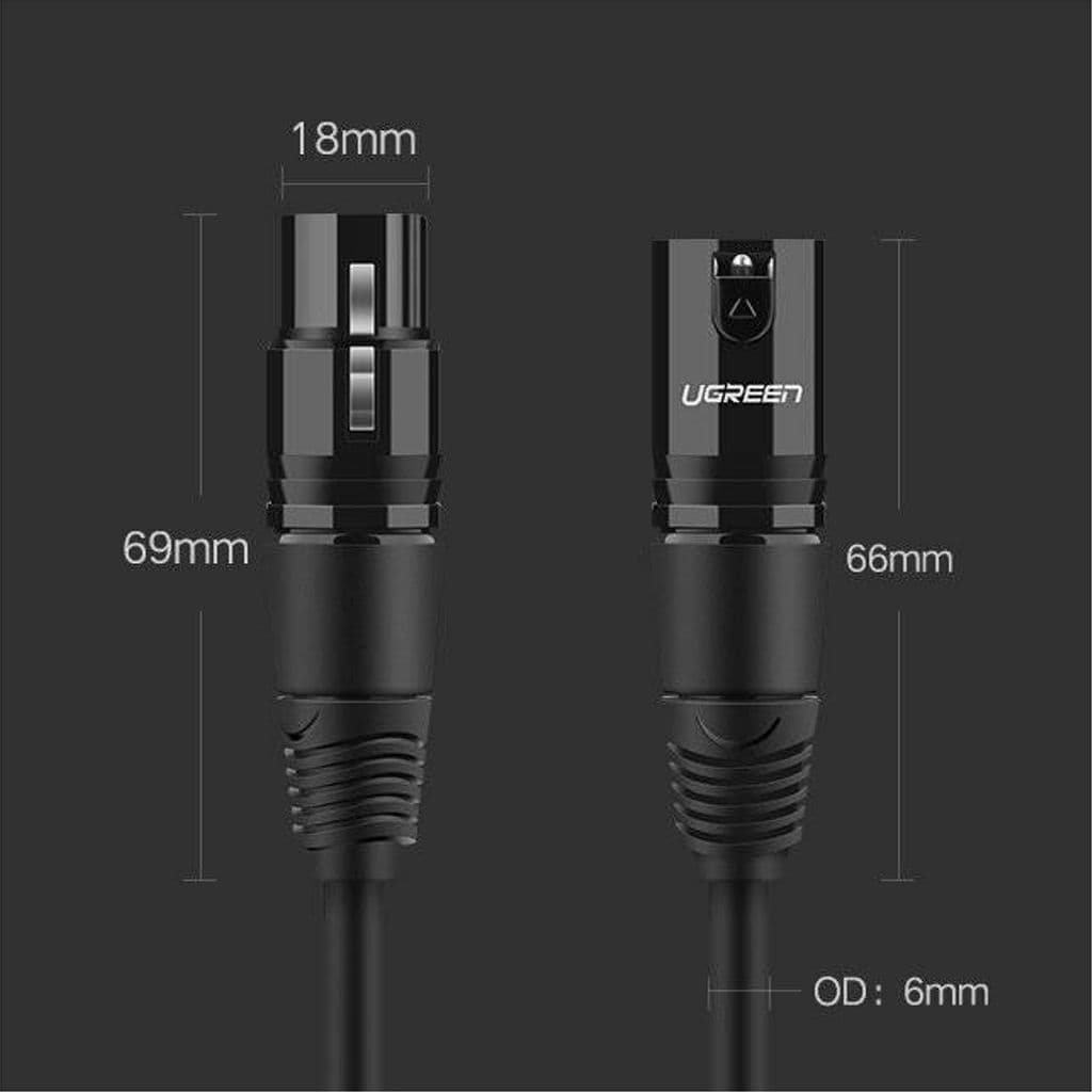 UGREEN XLR hane till hona mikrofonförlängningsljudkabel, 3m - svart - Bild 8