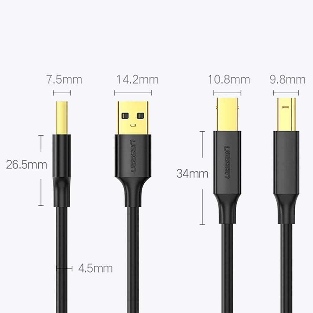 Ugreen USB-A till USB-B Skrivare Kabel 2m - Svart - Bild 4