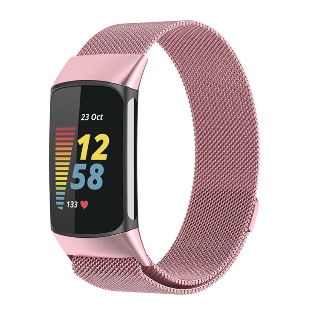 Fitbit Charge 5/6 Klockarmband i rostfritt stål - Rosa