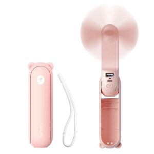 Jisulife Life8 Plus Bärbar USB-fläkt med Powerbank 4500 mAh - Rosa
