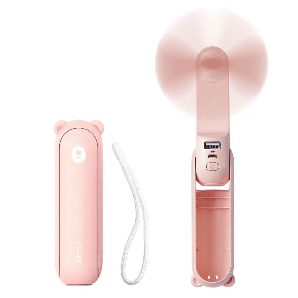 Jisulife Life8 Plus Bärbar USB-fläkt med Powerbank 4500 mAh - Rosa
