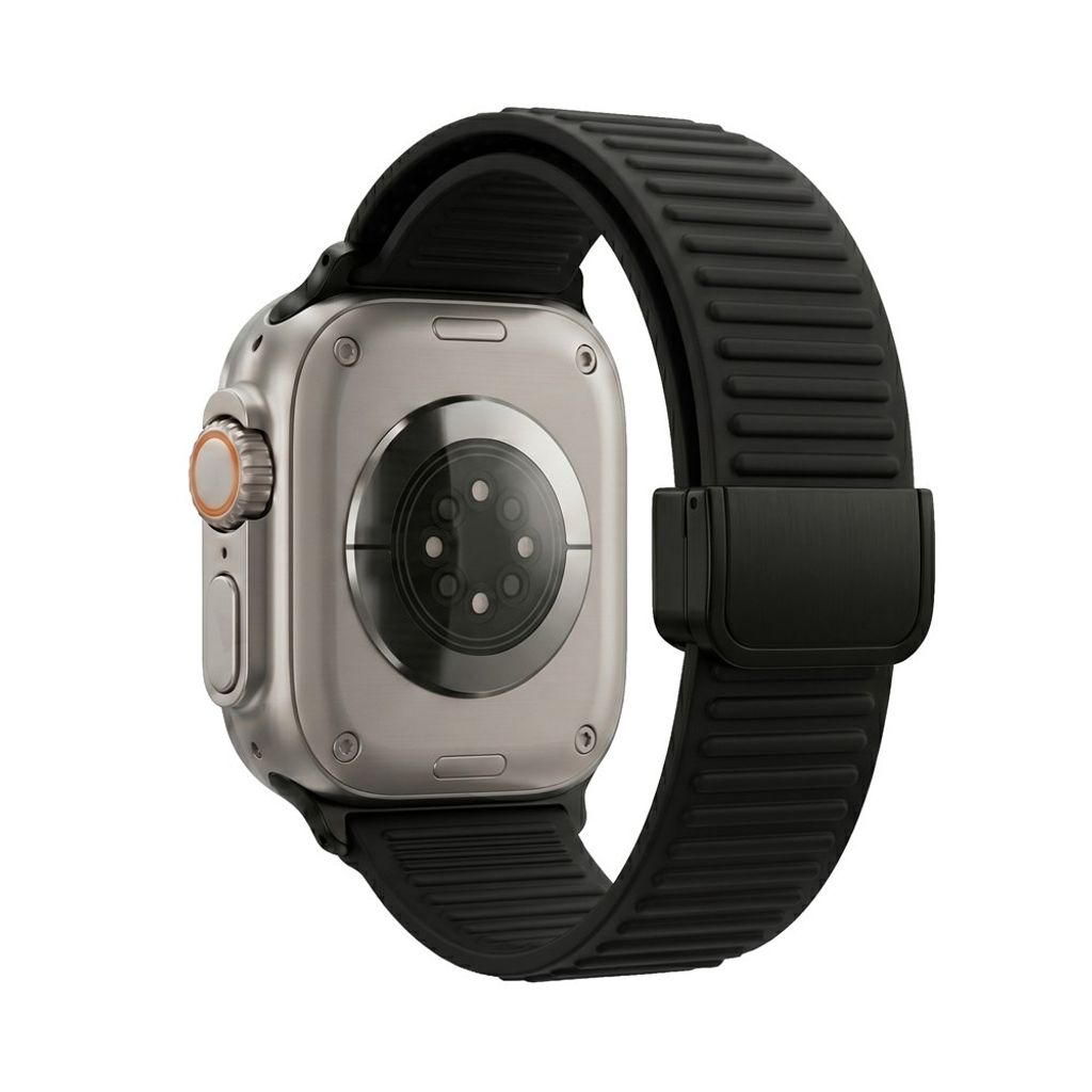 Apple Watch 42/41/40/38mm Silikonarmband med magnetspänne - Svart