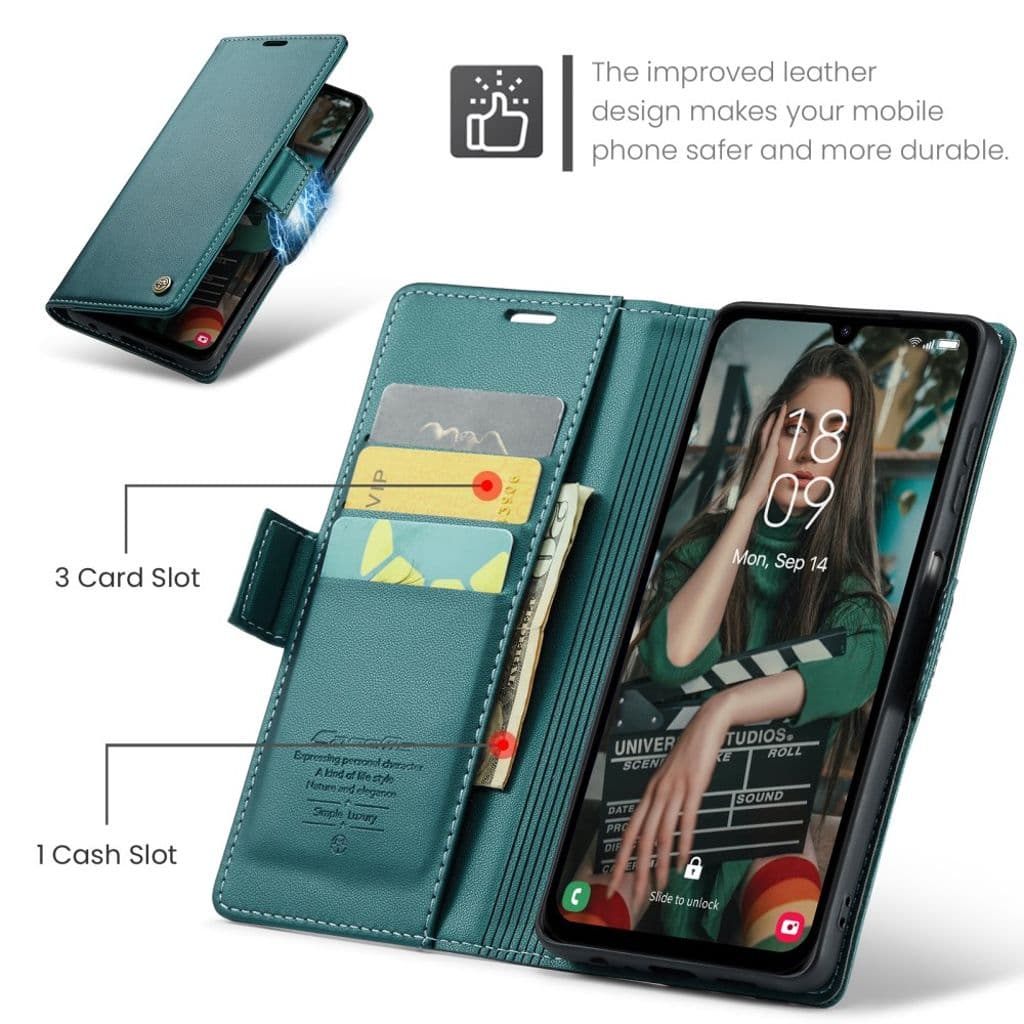 CASEME Samsung Galaxy A16 Plånboksfodral - Grön - Bild 7