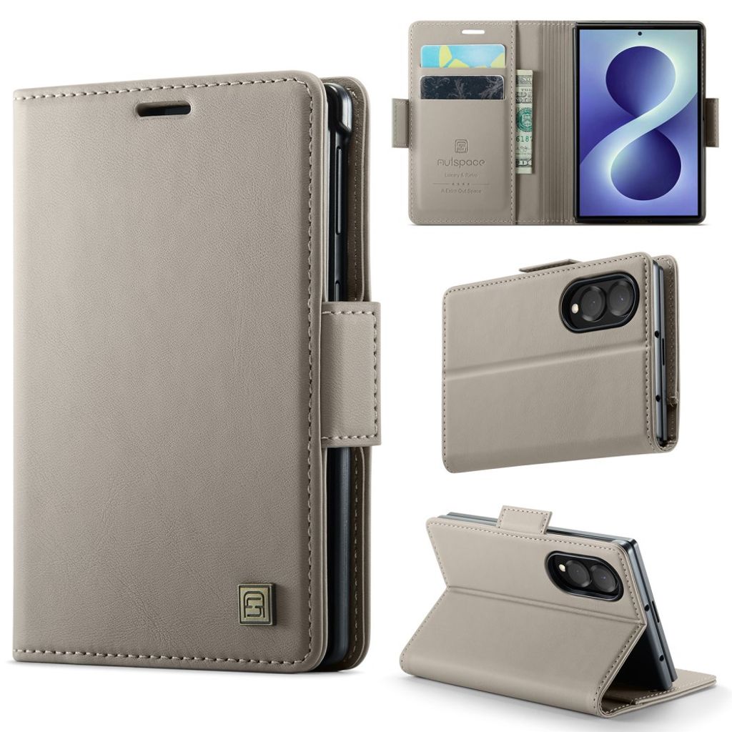 AUTSPACE Samsung Galaxy Z Fold8 Plånboksfodral i PU-läder med RFID-skydd - Grå