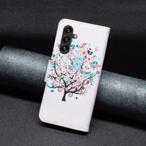 Galaxy A55 5G Flipfodral PU-läder med tryckt mönster – Flower Tree
