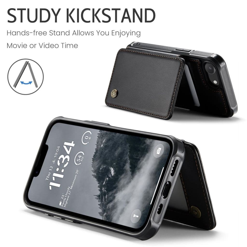 CASEME iPhone 16e Plånboksskal C22 med RFID-blockerande Kortfack – Svart - Bild 9