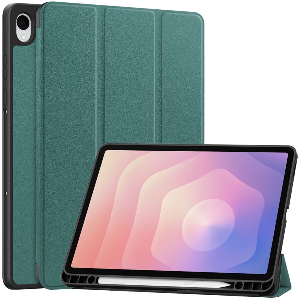 Samsung Galaxy Tab S11 fodral med stativ och pennfack – Grön