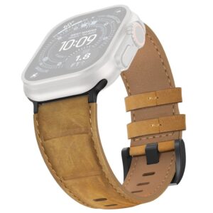 AHASTYLE Apple Watch 49/46/44/42mm Läderarmband - Mörkbrun