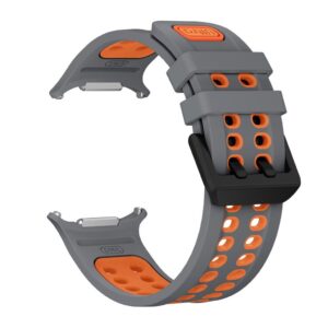 Samsung Galaxy Watch Ultra/Ultra2 Tvåfärgat silikonarmband med dubbelspänne - Grå/Orange