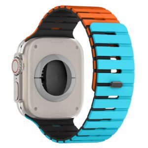 Apple Watch 49/46/44/42mm Tvåfärgat Silikonarmband - Orange/Svart/Blå