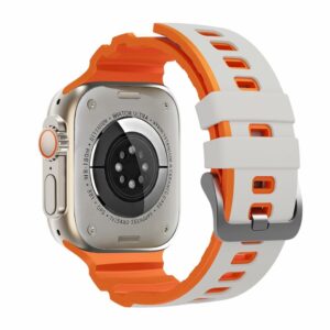 Apple Watch 42/44/46/49mm Tvåfärgat silikon-armband - Vit/Orange