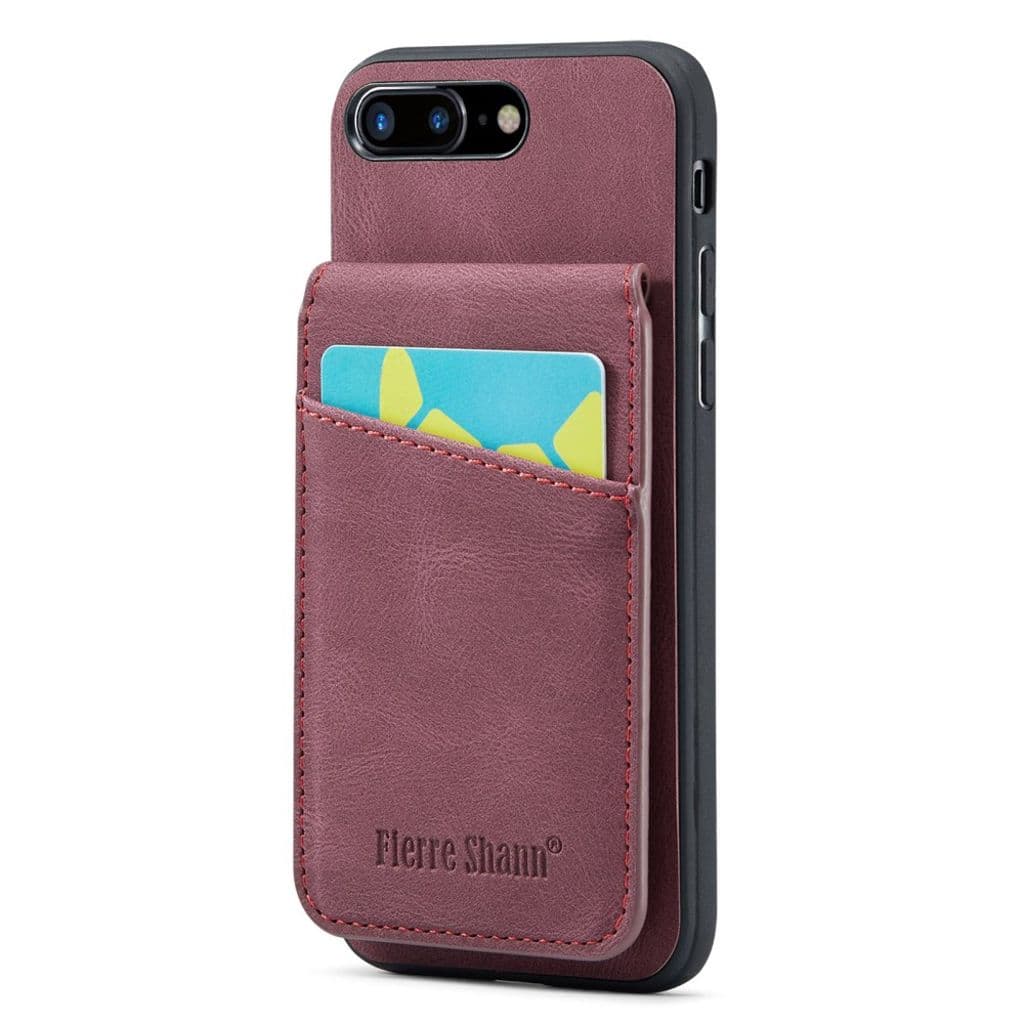 FIERRE SHANN iPhone 7 Plus / 8 Plus Skal med Kortfack - Röd