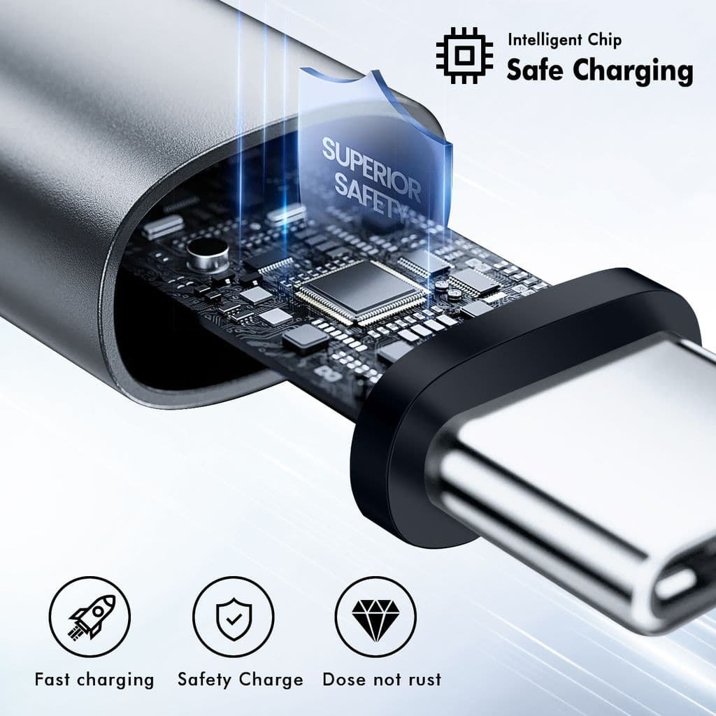 NEXTBATT USB-C till USB-C vinklad kabel 60W, 3m - Svart - Bild 2