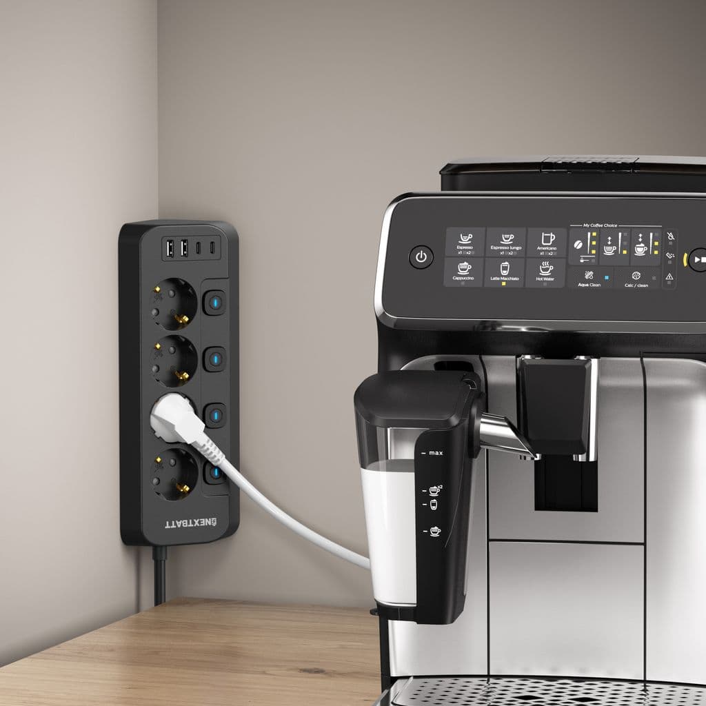 NEXTBATT Snabbladdning Grenuttag 4-vägs/USB-A/USB-C – svart - Bild 5