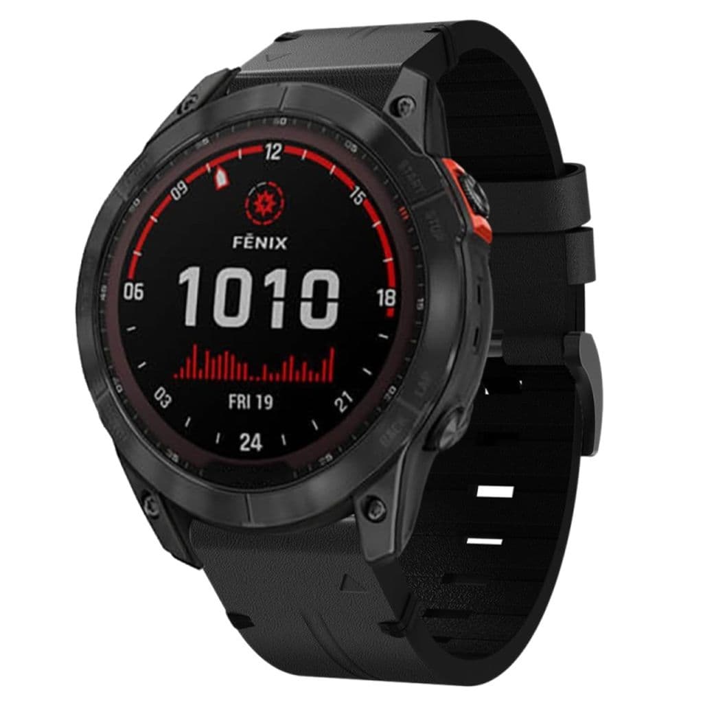 Garmin Fenix 7X Solar Kockarmband i läder med stålspänne - Svart - Bild 3