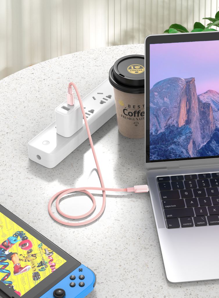 Sign USB-C till USB-C-kabel 60W, 1m - Rosa - Bild 3