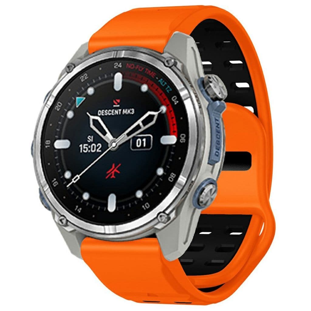 Garmin Fenix 8/E 47mm etc. Tvåfärgat klockarmband i silikon - Orange/Svart - Bild 2