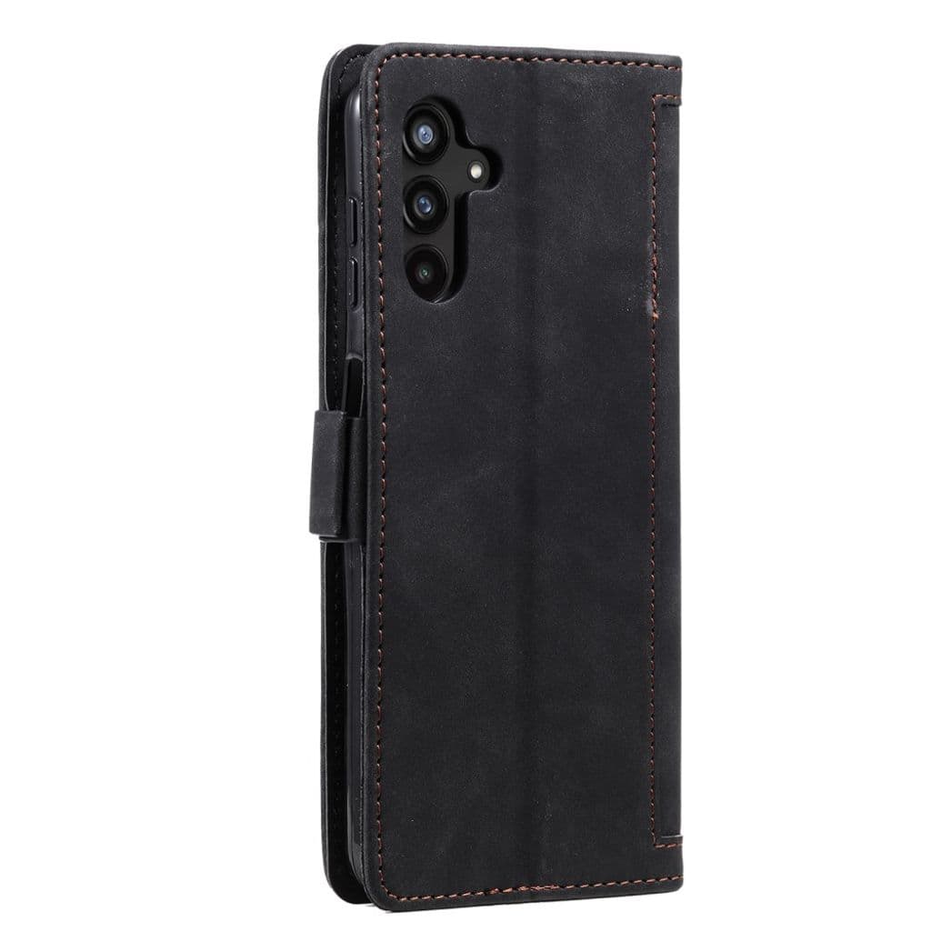 Läderfodral till Samsung Galaxy A55 5G Retro Splicing Plånboksfodral - Svart
