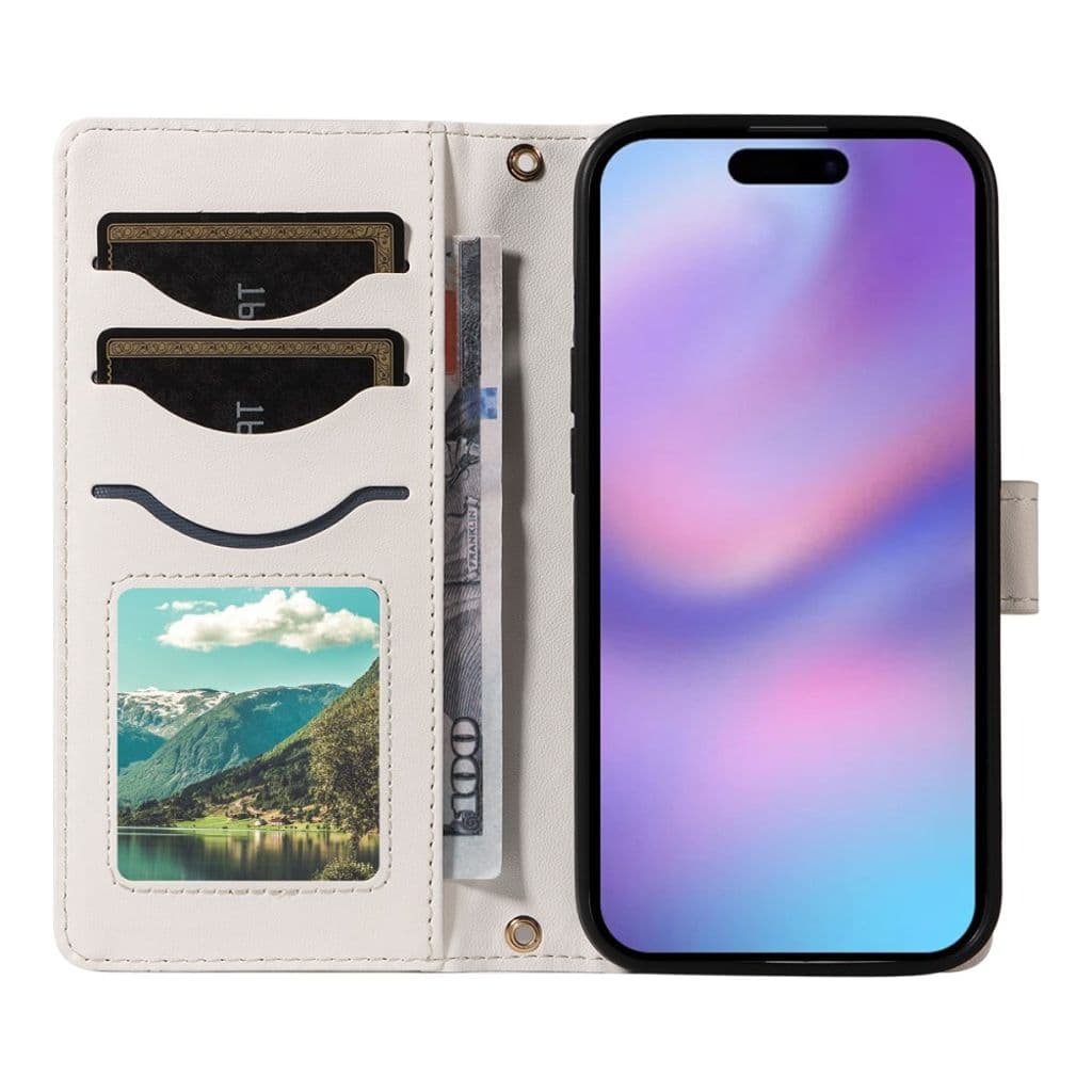 iPhone 17 mobilfodral med korthållare & rem – Vit - Bild 2