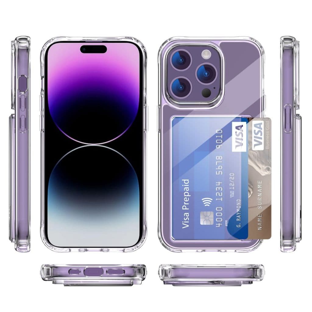 iPhone 14 Pro Plånboksskal Korthållare Stötsäker - Transparent - Bild 9