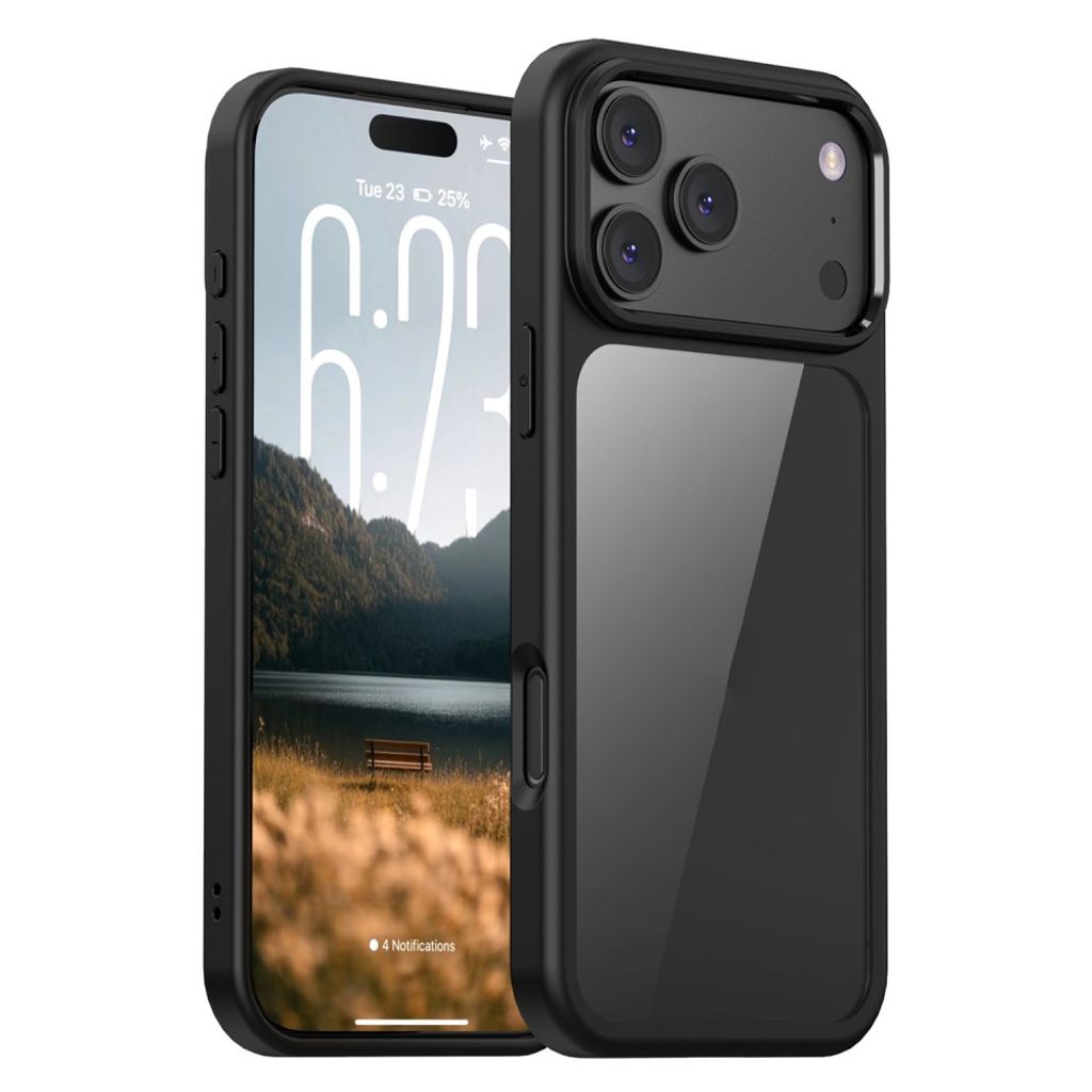 IPAKY Skal med genomskinlig baksida till iPhone 18 Pro Max/17 Pro Max - Svart