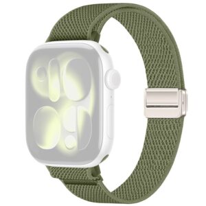 Apple Watch 49/46/44/42mm Slim nylonarmband - Olivgrön