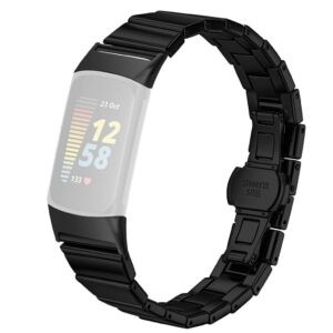 Fitbit Charge 6/Charge 5 Armband i rostfritt stål - Svart