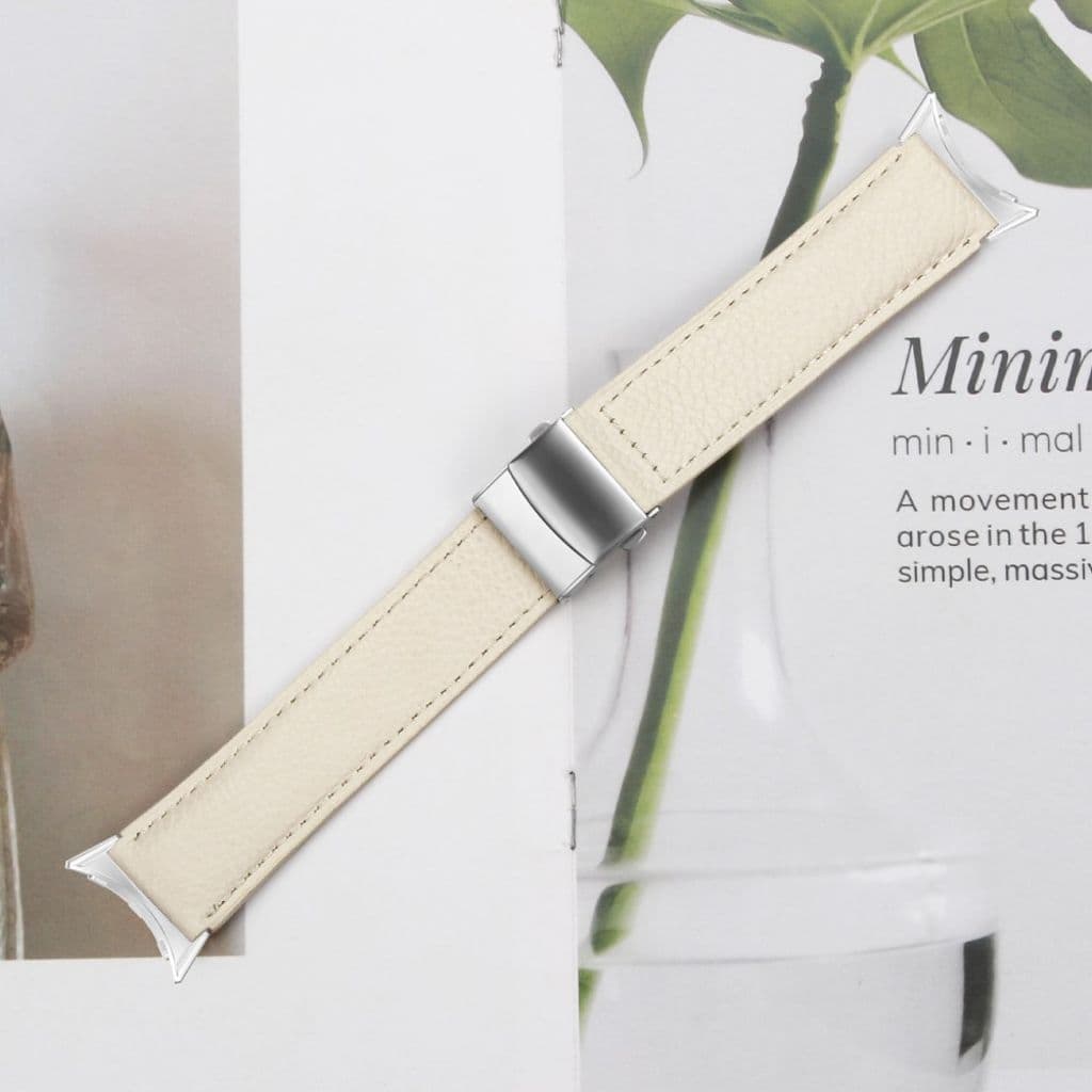 Google Pixel Watch 4 41mm etc. Klockarmband i läder - Beige - Bild 5