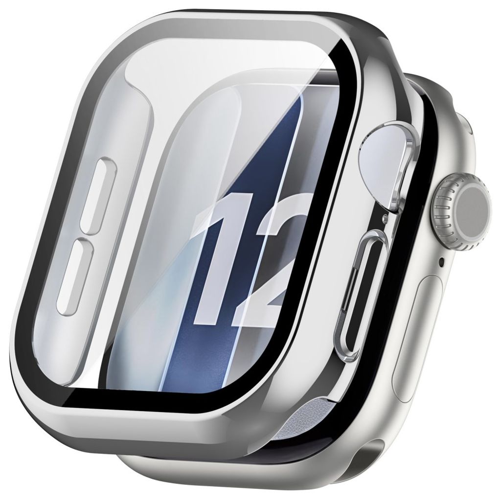 Apple Watch 12 42mm Heltäckande Skal med inbyggt härdat glas - Silver