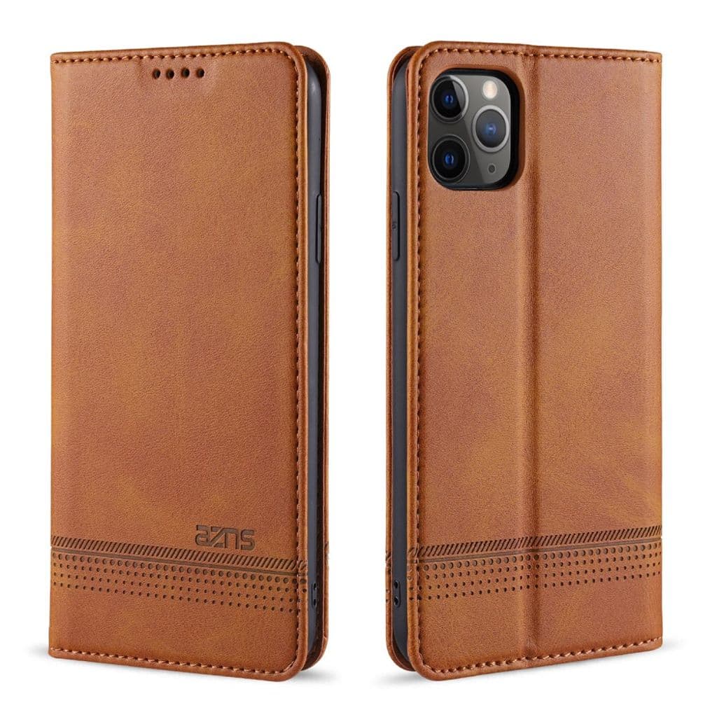 AZNS iPhone 12 / 12 Pro Fodral med Stativ - Brun