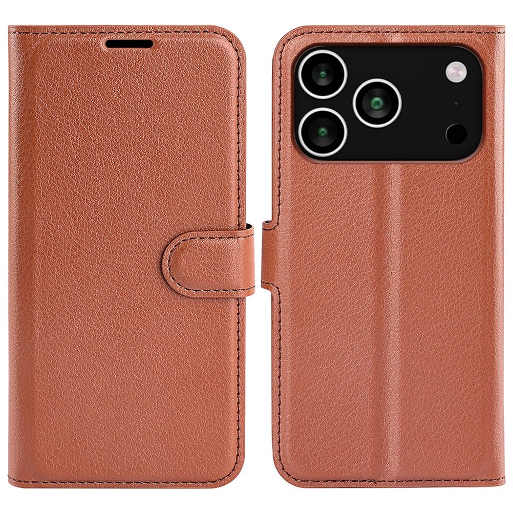 AMORUS iPhone 18 Pro Max/17 Pro Max Plånboksfodral i litchimönstrat PU-läder - Brun