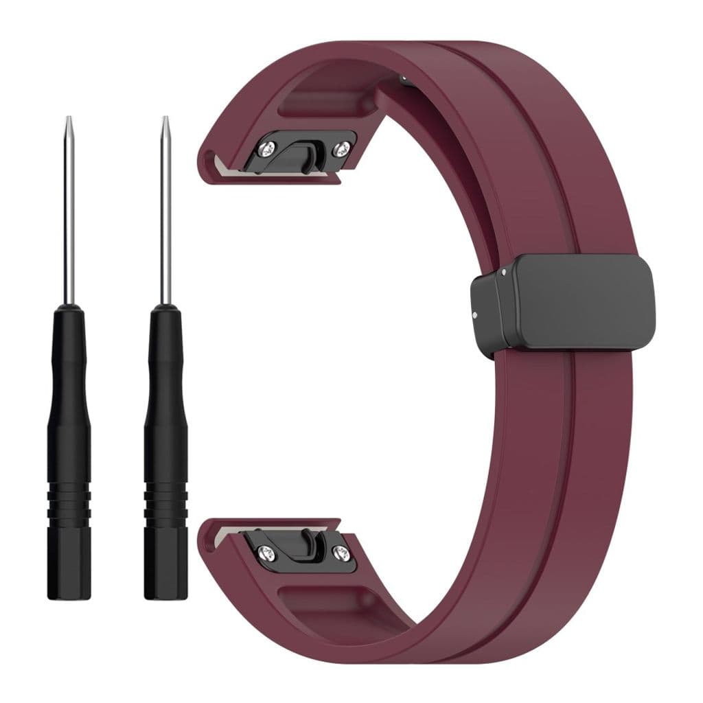 Garmin Fenix 7S/6S/6S Pro etc. Klockarmband i silikon med magnetlås - Röd