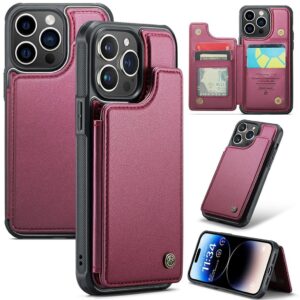 CASEME iPhone 14 Pro Plånboksskal RFID-blockerande Kortfack - Röd