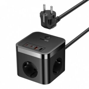 Baseus PowerCombo Cube väggladdar 4000W - 2x USB-A, 2x USB-C, 3x EU uttag