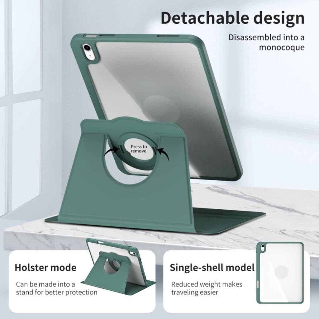 iPad 10.9" 2022 / iPad 11" 2025 Fodral med roterbart stativ - Grön