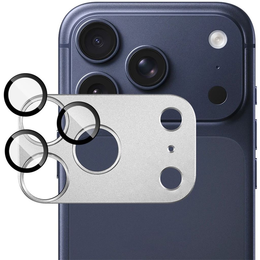 IMAK iPhone 18 Pro Linsskydd i härdat glas/metall - Silver