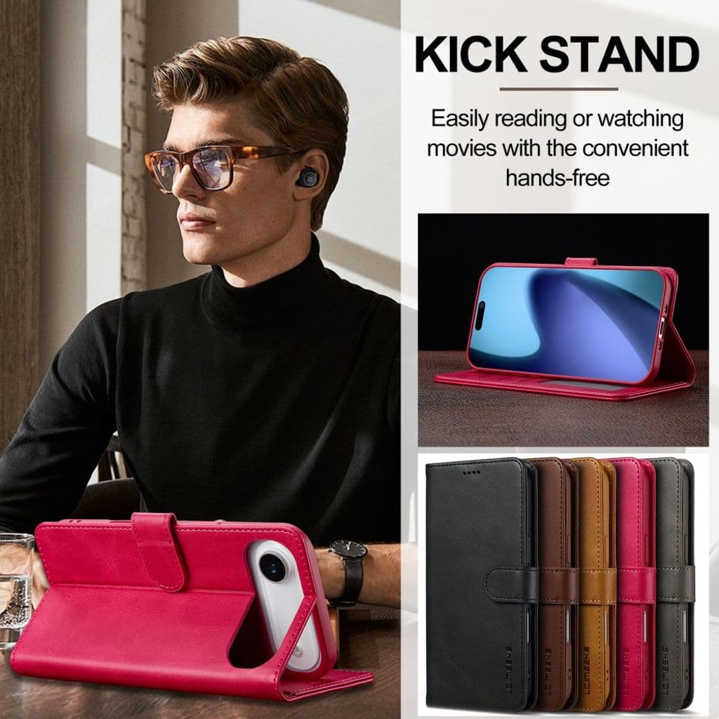 LC.IMEEKE iPhone Air Plånboksfodral med Stativ - Rosa - Bild 8