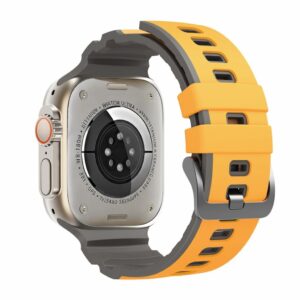 Taltech Apple Watch Armband Silikon Dual-Color 42/44/46/49mm - Gul/Grå