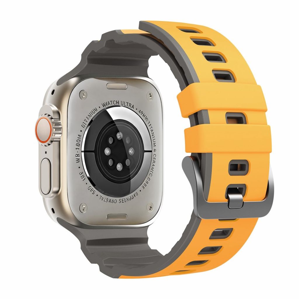 Taltech Apple Watch Armband Silikon Dual-Color 42/44/46/49mm - Gul/Grå