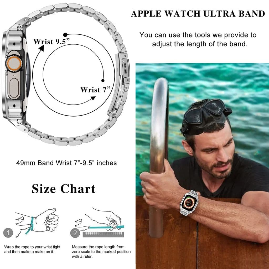 Apple Watch 6/5/4/SE 44mm Klockarmband med Skal - Silver