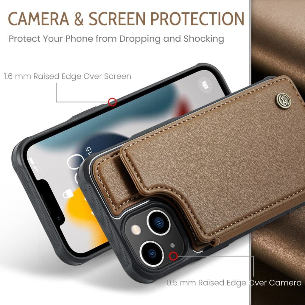 iPhone 13 Plånboksskal CASEME C22 RFID-blockerande - Brun - Bild 6