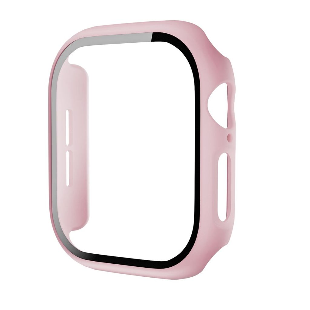 Apple Watch 12 46mm Skal med skärmskydd i härdat glas - Rosa